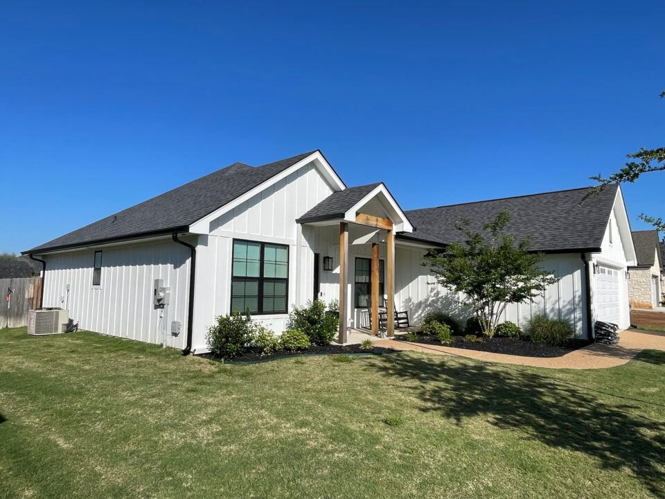 Modern Farmhouse with Black Gutters & Downspouts Waco Tri-County Gutters