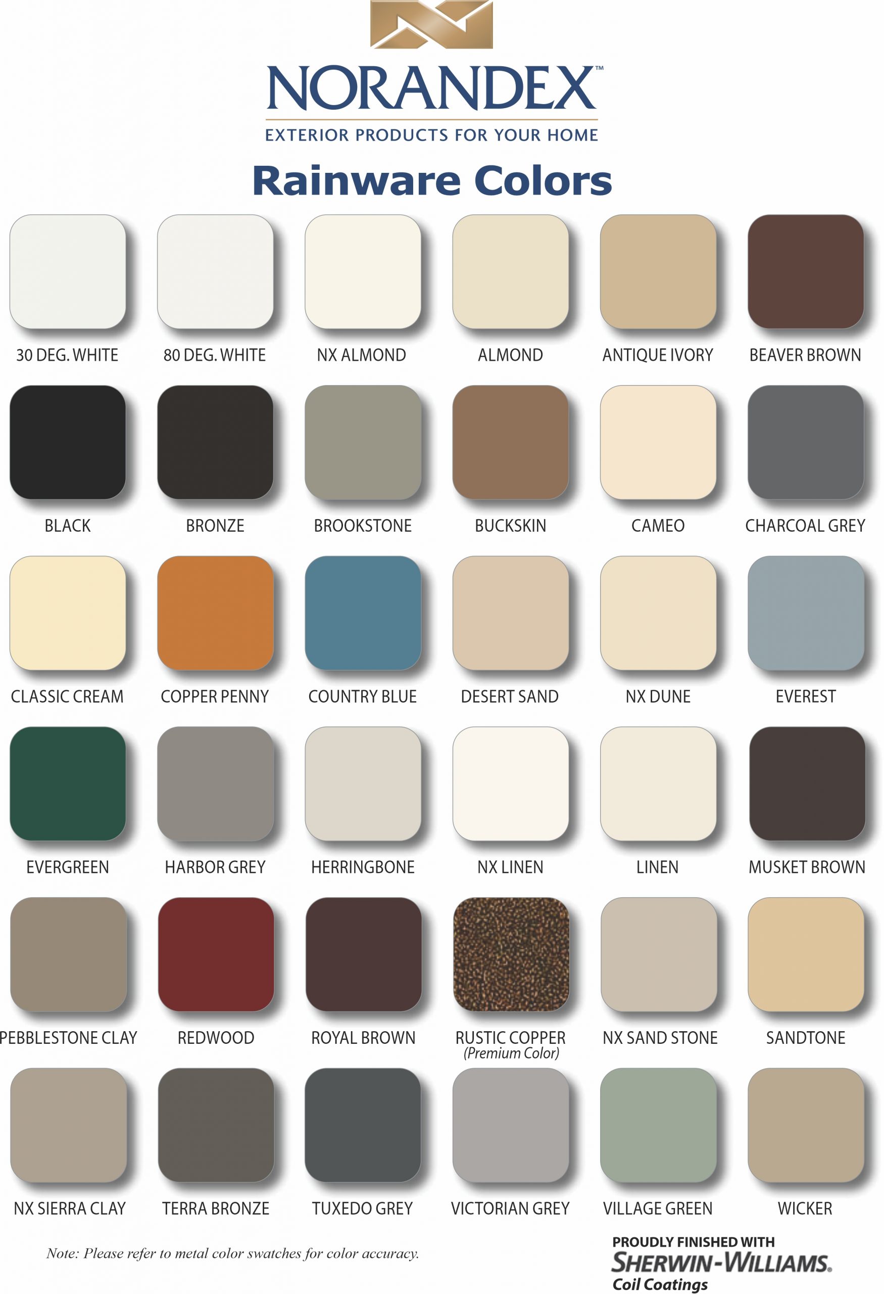 tri-county-guttering-norandex-sherwin-williams-gutter-colors Tri-County Guttering Waco, Texas - Rainware Gutter Colors